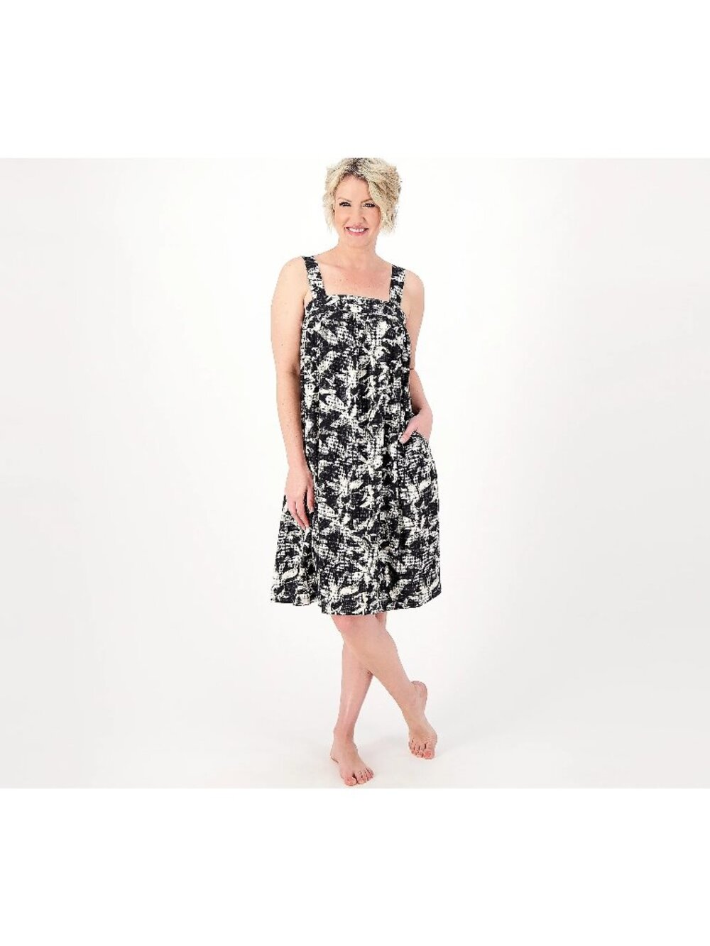 Breezies Dress Size XL Lounge Simple Breeze Dress with Pockets Black Oat Summer
